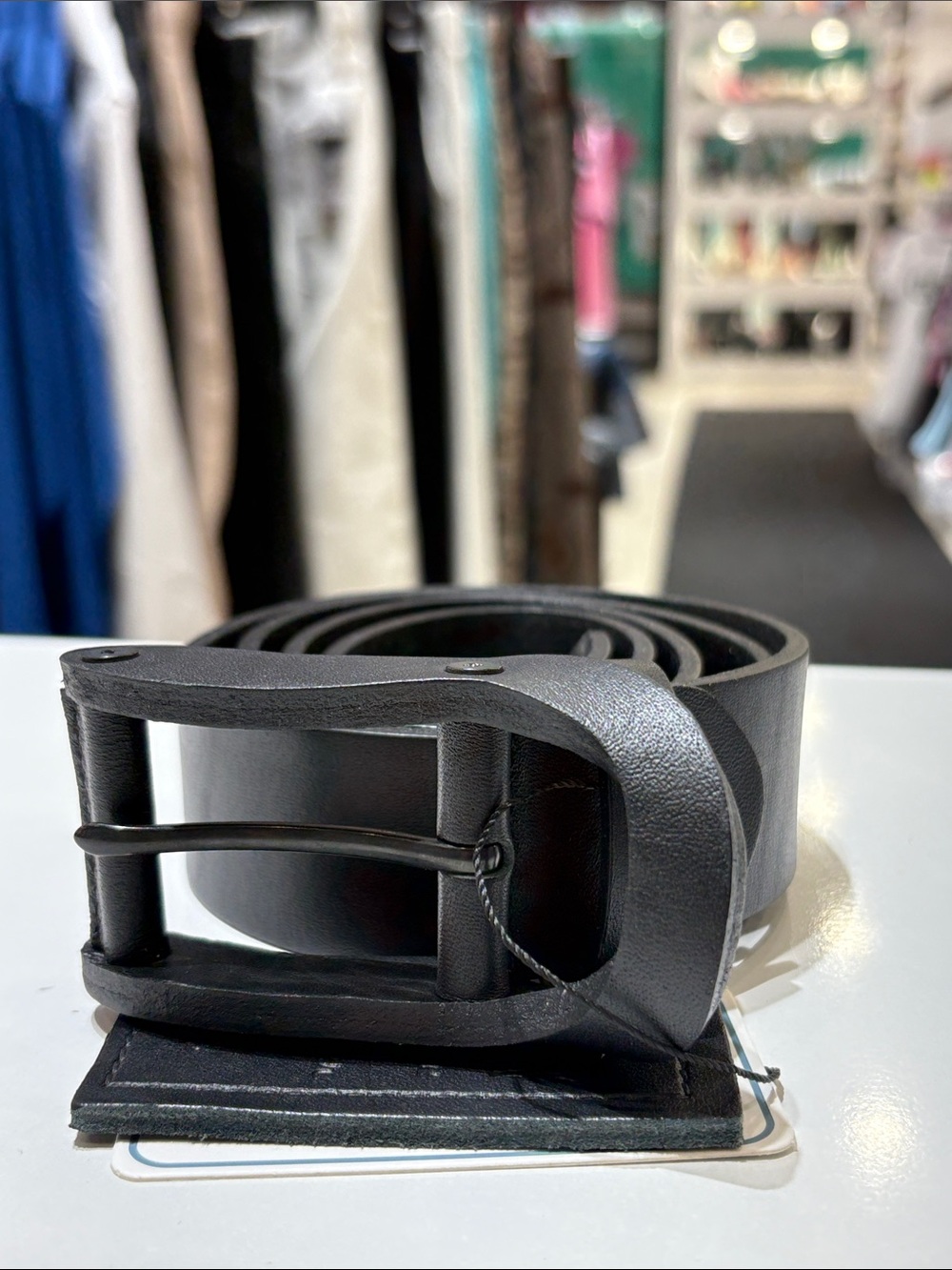 Men's Black Leather Belt - Classic Minimalist Style